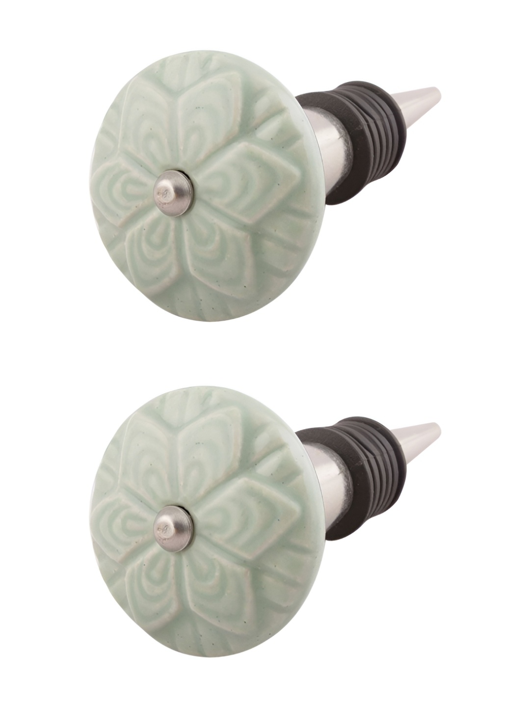 

Indianshelf 2 Piece Classy Ceramic Bottle Wine Stoppers, Green