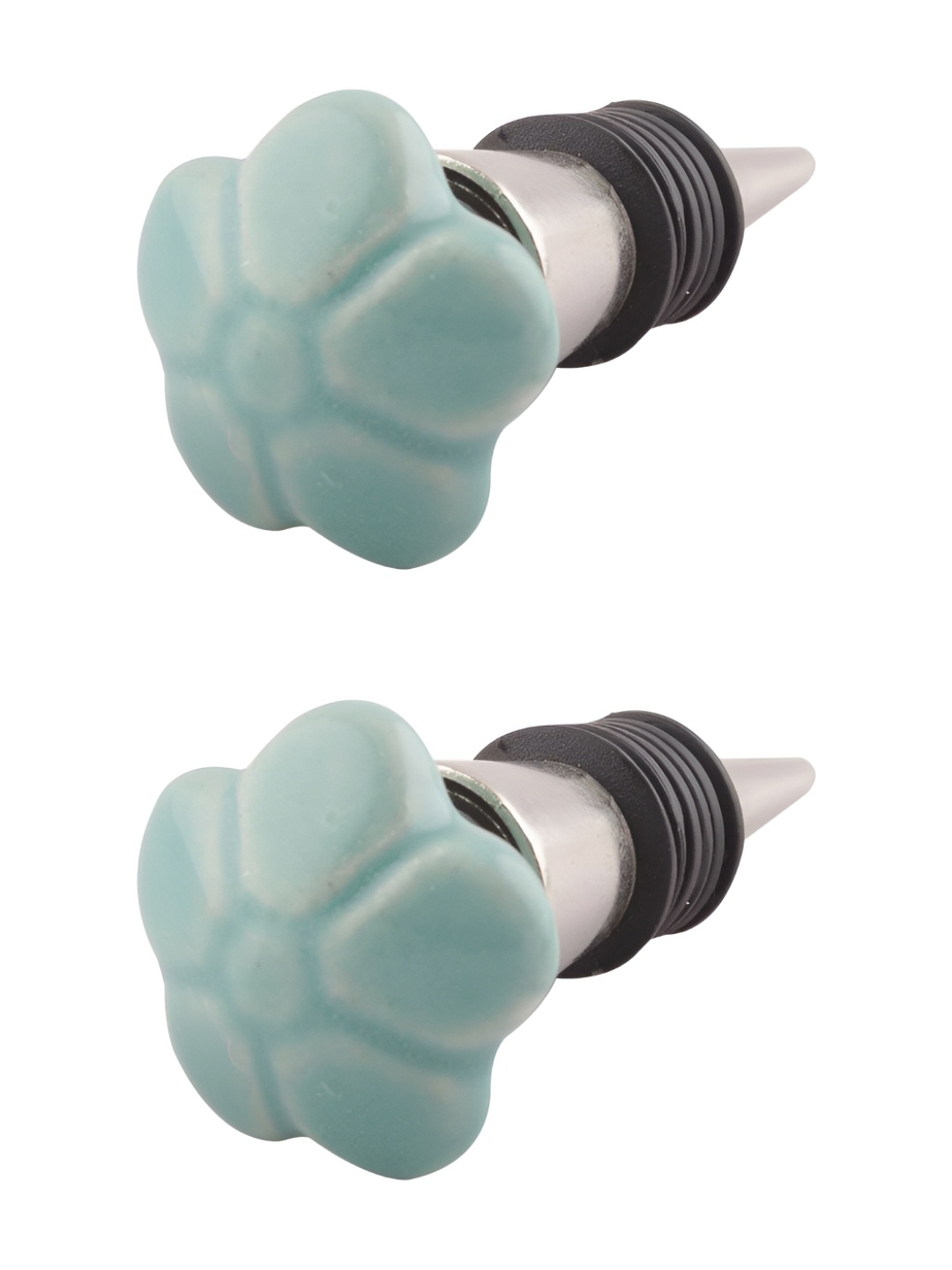 

Indianshelf Green and Black 2 Pieces Flower Textured Ceramic Wine Bottle Stoppers