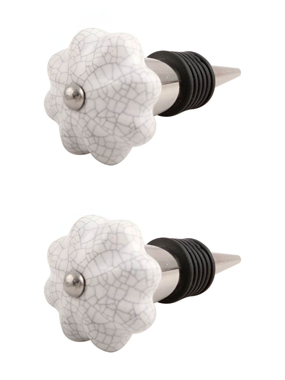 

Indianshelf White & Black 2 Pieces Melon Printed Ceramic Wine Bottle Stoppers