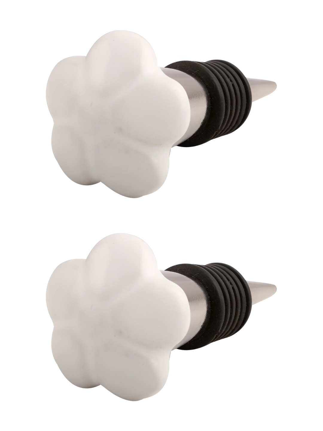 

Indianshelf White & Black 2 Pieces Ceramic Wine Bottle Stopper