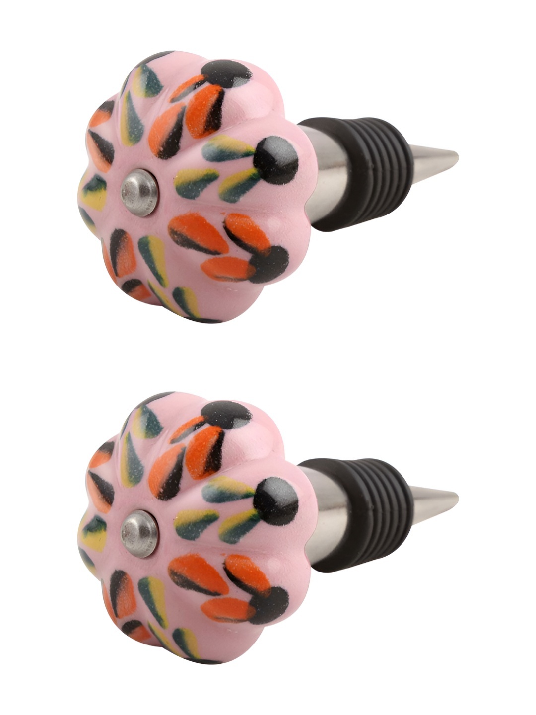 

Indianshelf Pink & Black 2 Pieces Textured Ceramic Wine Bottle Stoppers