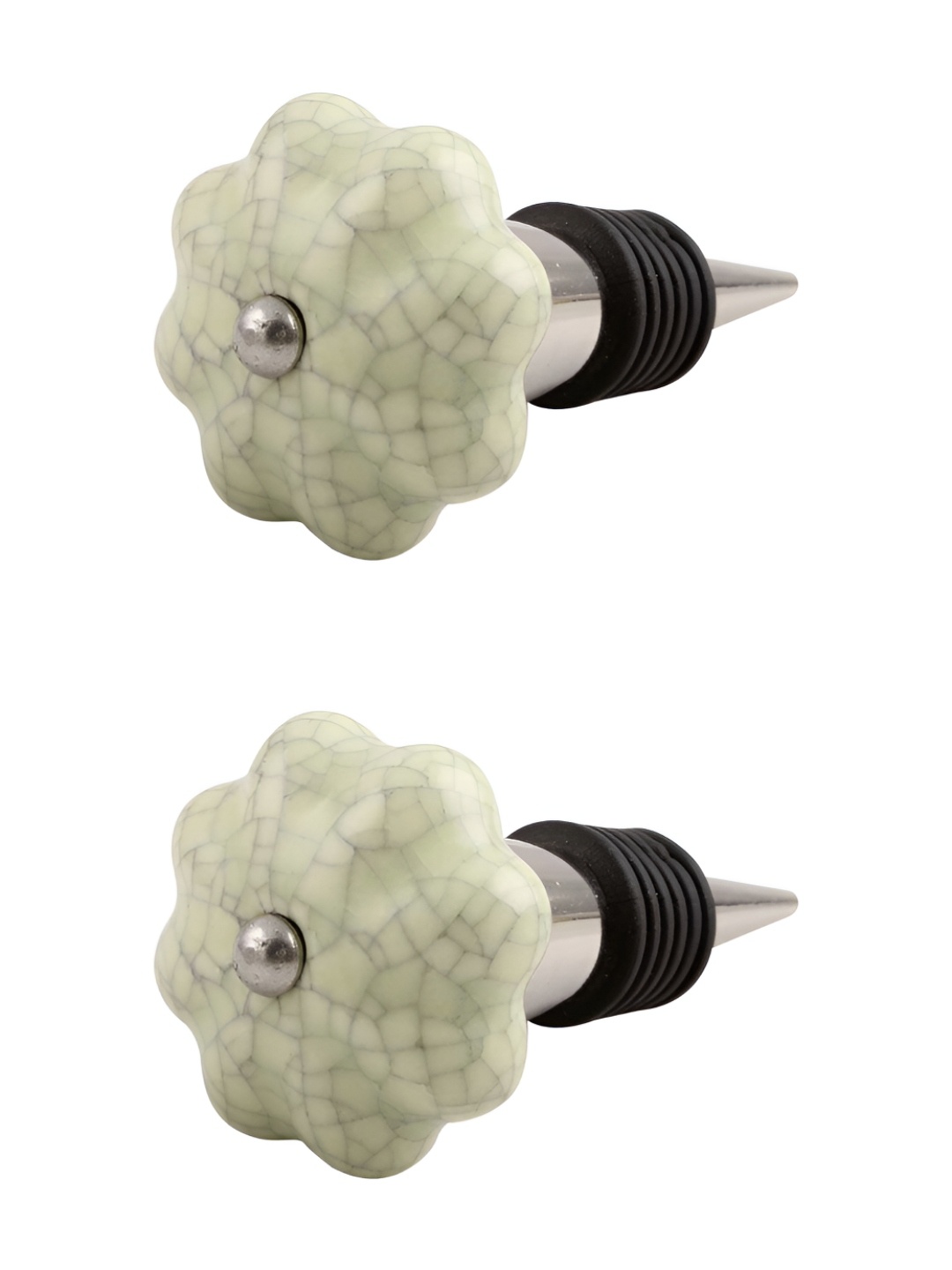 

Indianshelf Green & Silver-Toned 2 Pieces Melon Ceramic Wine Bottle Stoppers