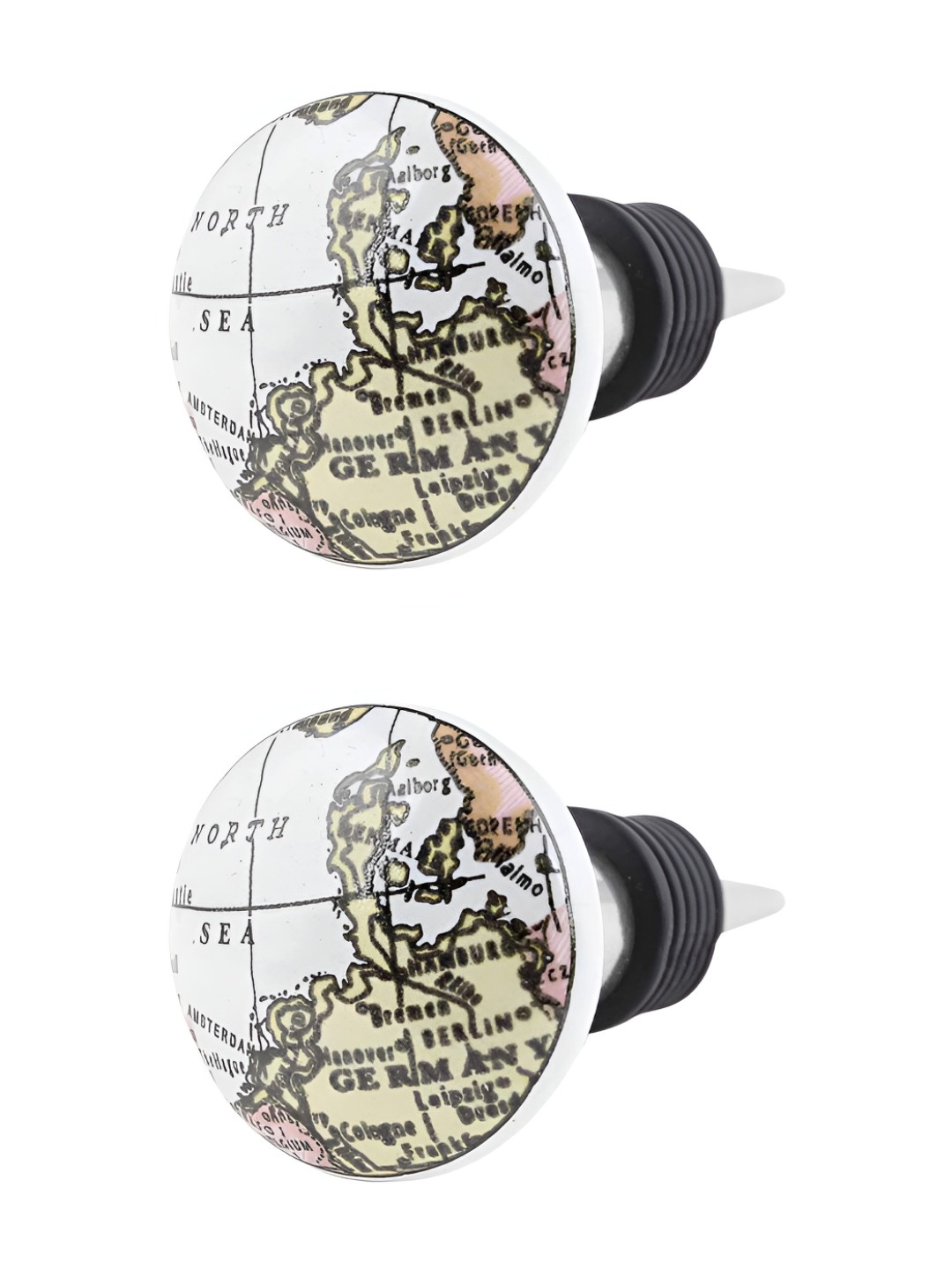 

Indianshelf White 2 Pieces Germany Map Printed Ceramic Bottle Wine Stoppers