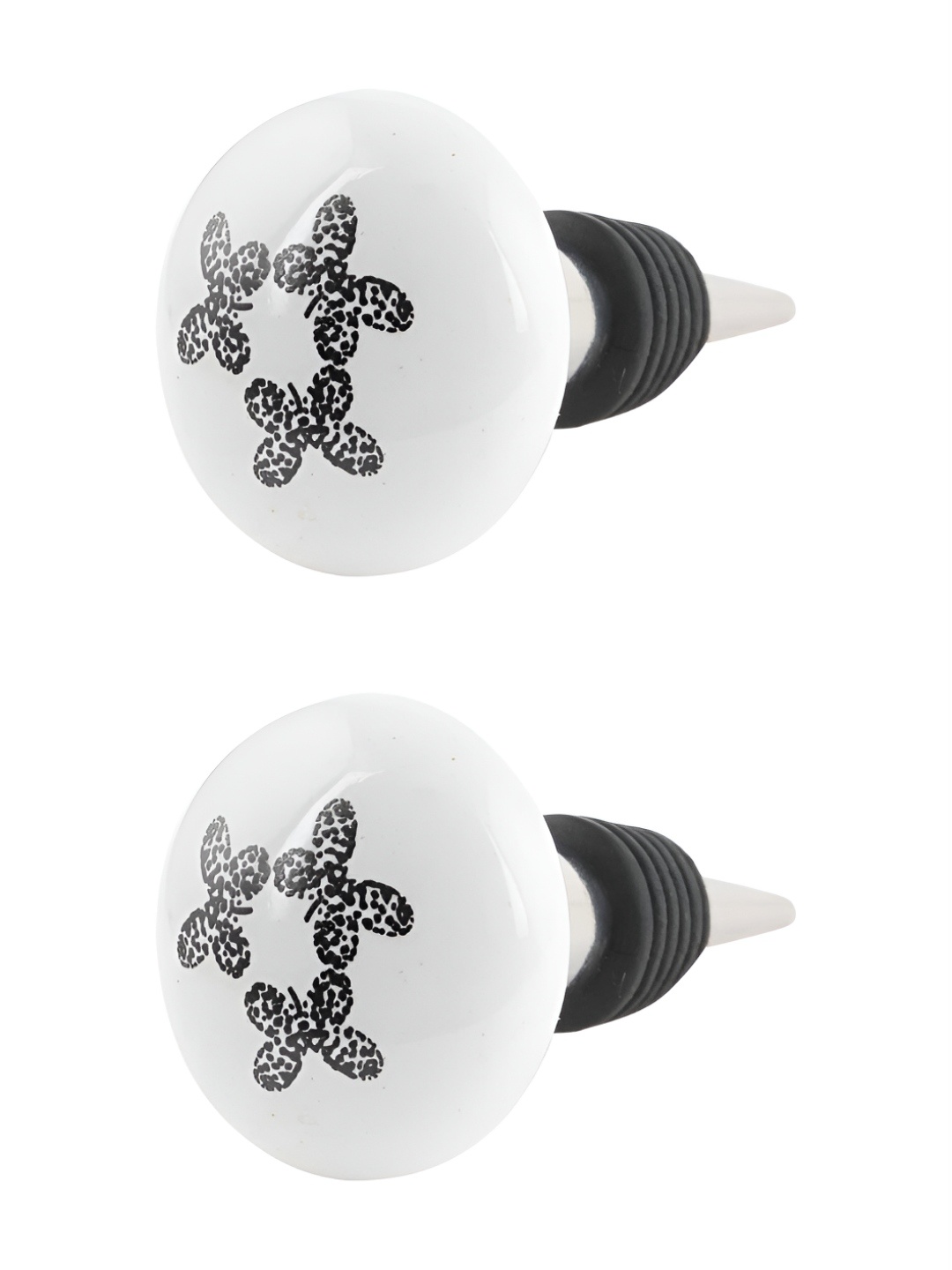 

Indianshelf White & Black 2 Pieces Butterfly Printed Ceramic Wine Bottle Stoppers