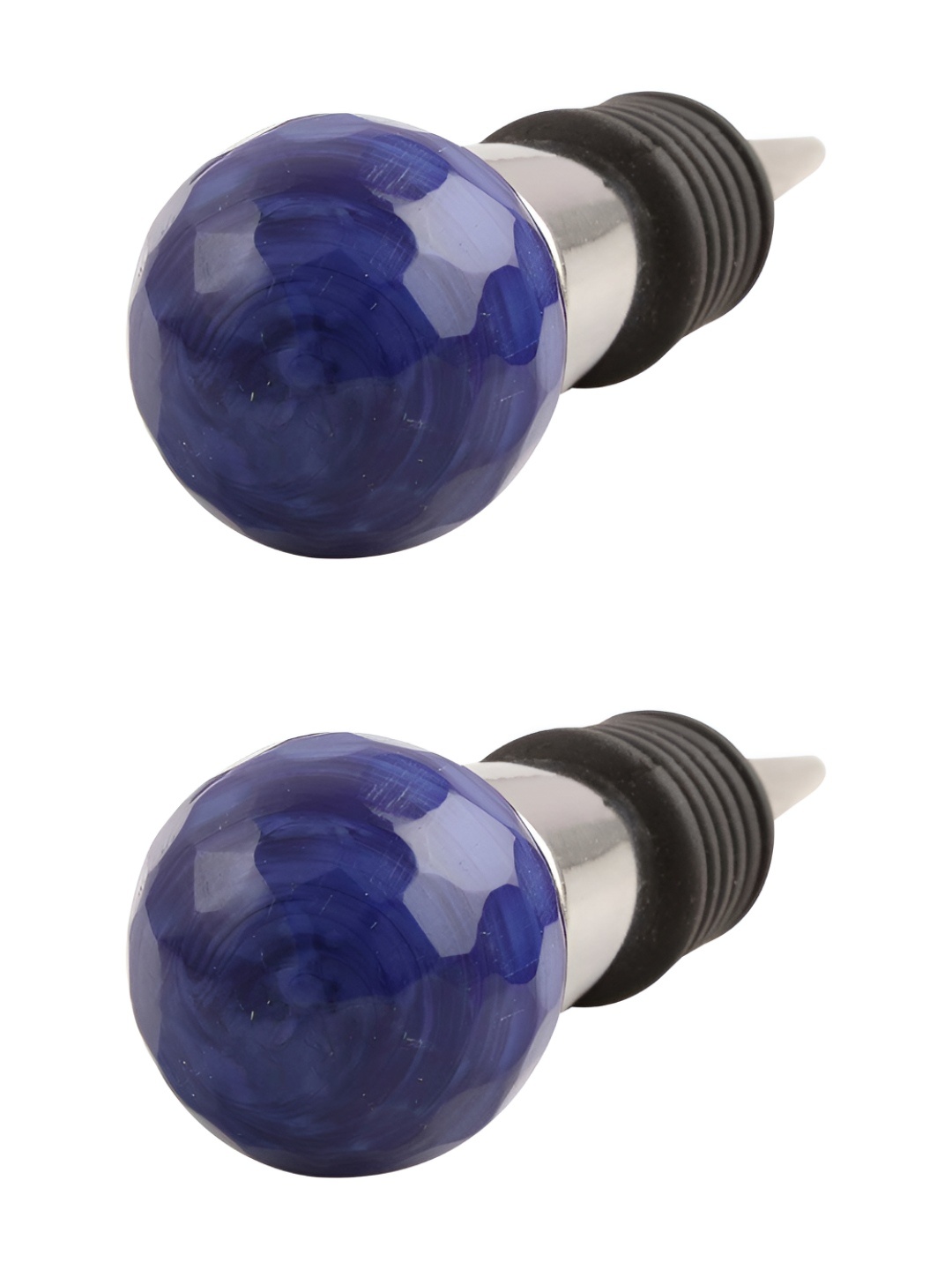 

Indianshelf Blue & Black 2 Pieces Textured Glass Wine Bottle Stoppers
