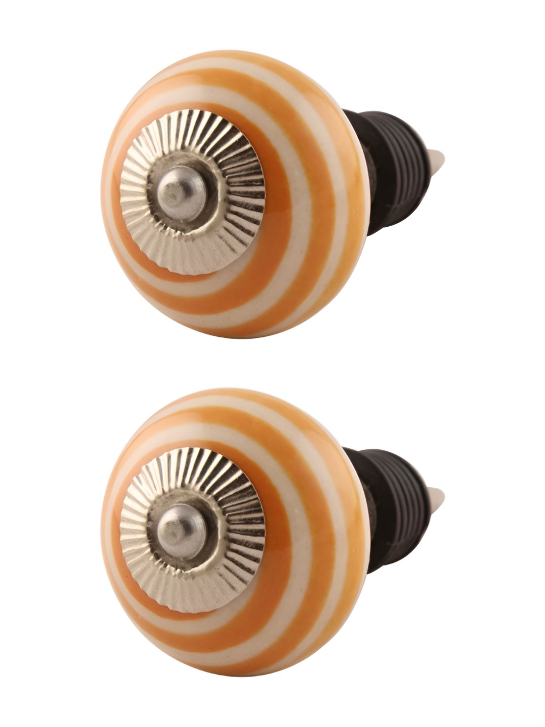 

Indianshelf Mustard Yellow 2 Pieces Stripe Printed Ceramic Wine Bottle Stoppers