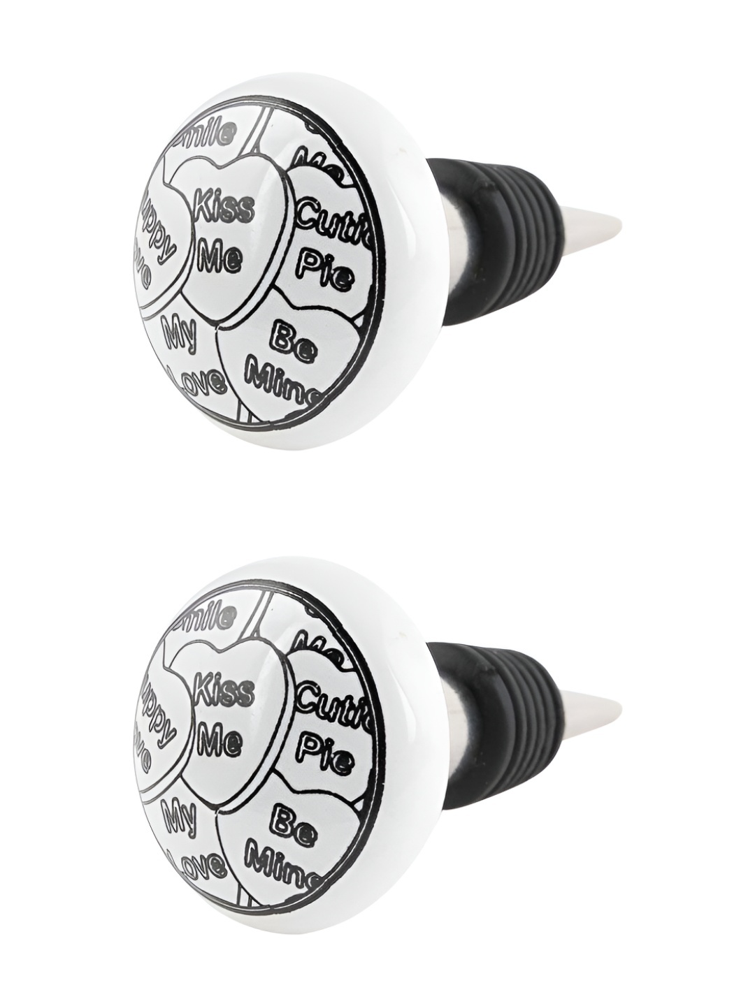 

Indianshelf Black & White 2 Pieces Printed Ceramic Wine Bottle Stopper