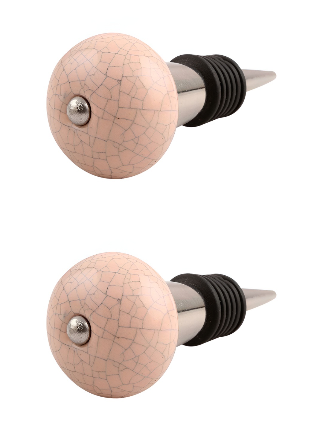 

Indianshelf Pink & Black 2 Pieces Crackle Printed Ceramic Wine Bottle Stoppers