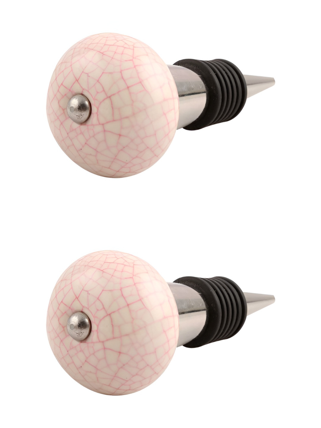 

Indianshelf Cream-Coloured 2 Pieces Crackle Printed Ceramic Wine Bottle Stoppers