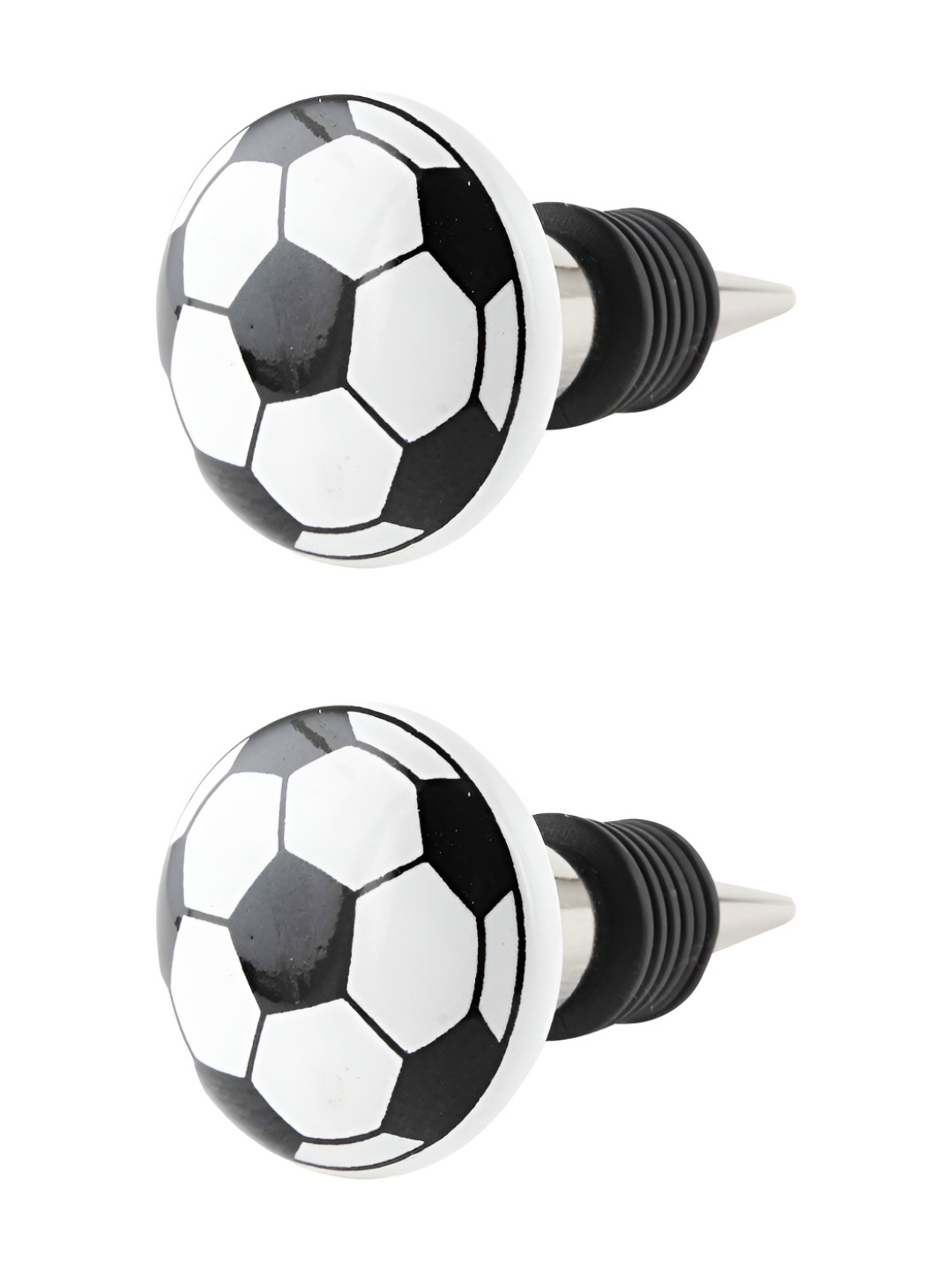 

Indianshelf Soccer White & Black 2 Pieces Printed Ceramic Wine Bottle Stoppers