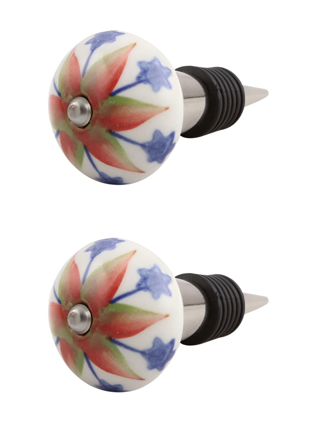 

Indianshelf White and Blue 2 Pieces Star Printed Ceramic Wine Bottle Stoppers