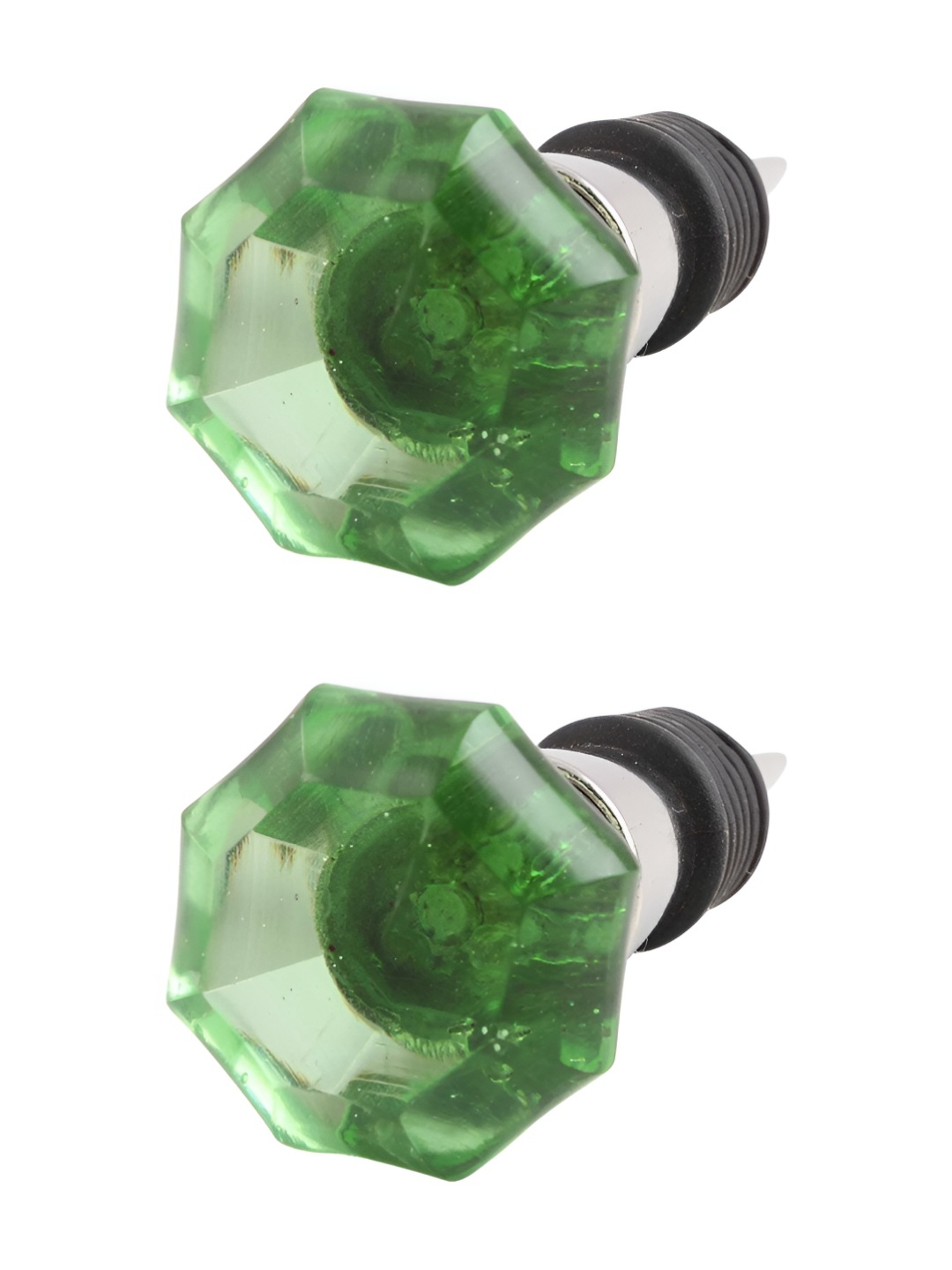 

Indianshelf Green and Black 2 Pieces Diamond Glass Wine Bottle Stoppers