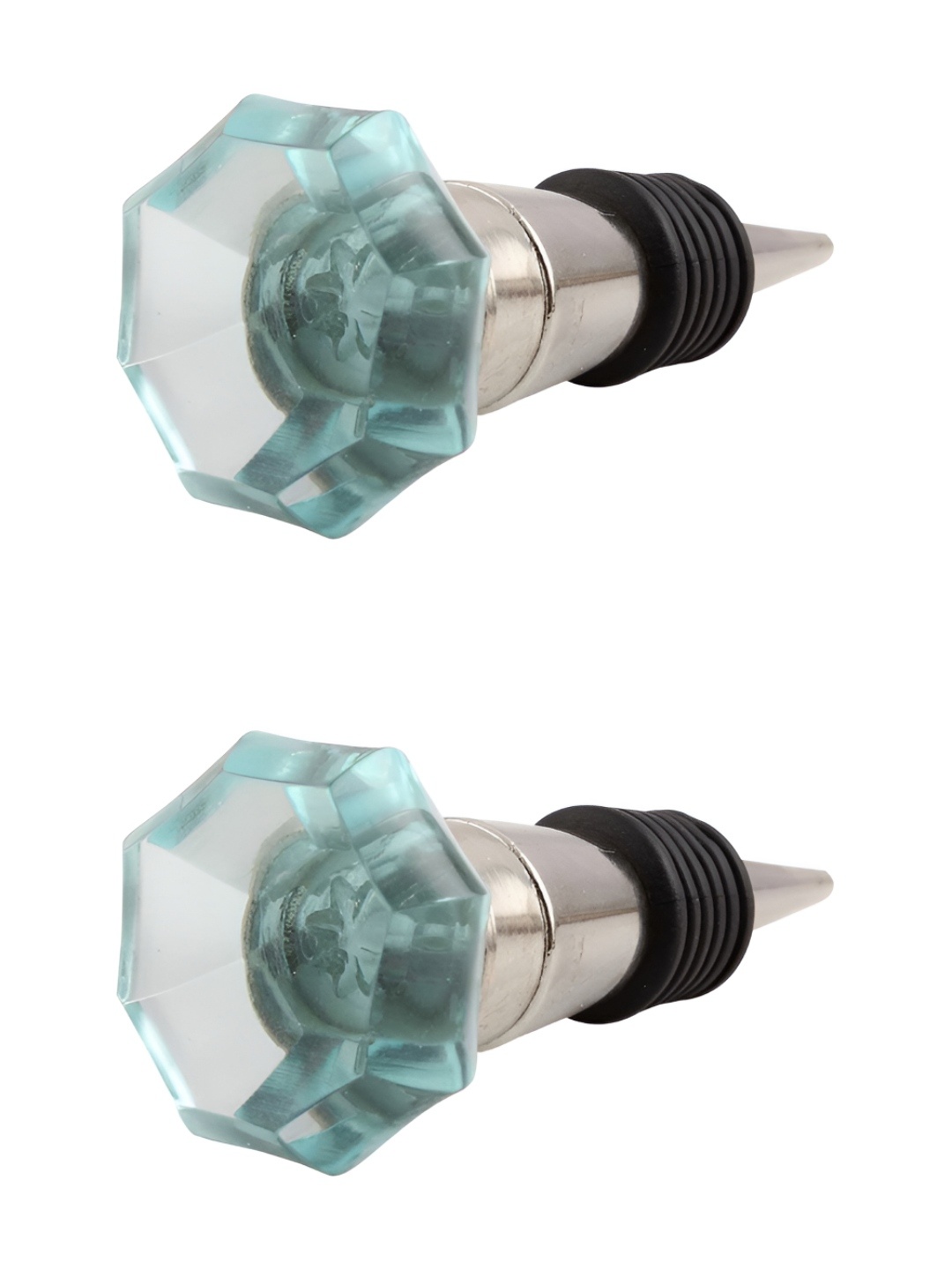 

Indianshelf Turquoise Blue 2 Pieces Glossy Diamond Glass Wine Bottle Stoppers