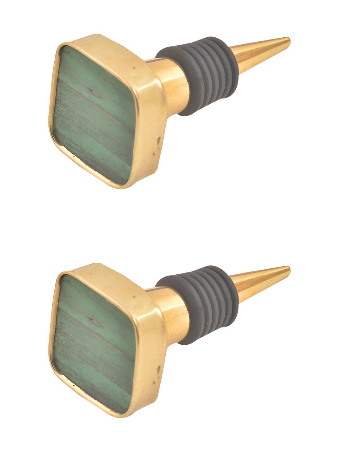 

Indianshelf Green & Gold-Toned 2 Pieces Airtight Square Shaped Wine Bottle Stoppers