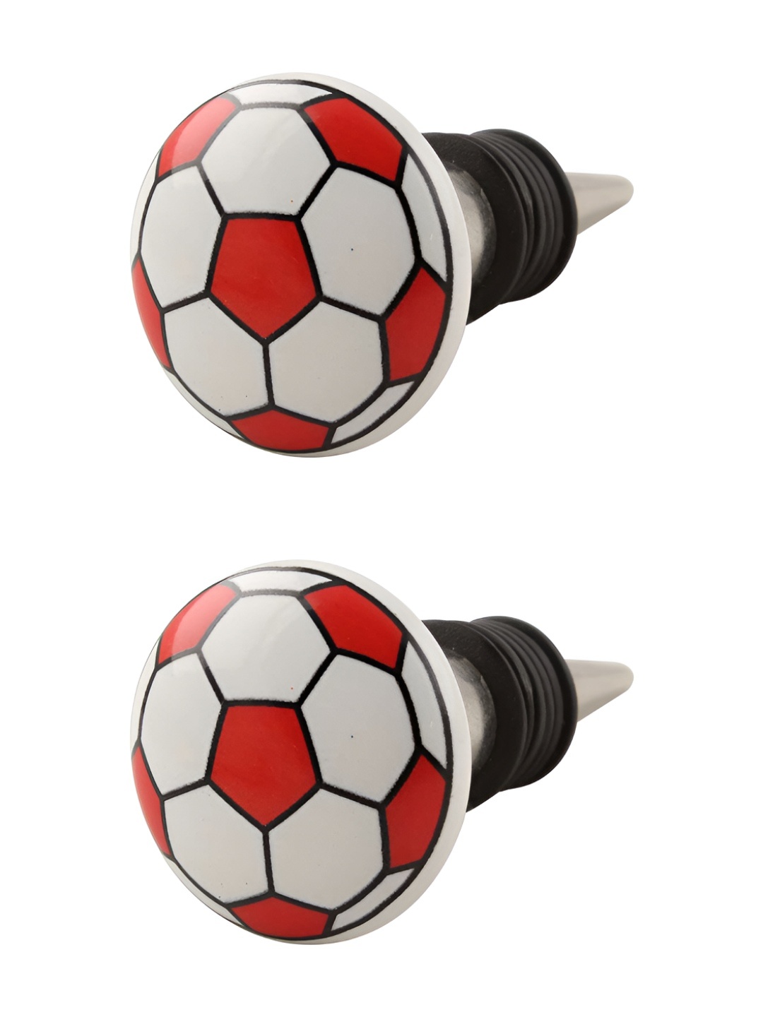 

Indianshelf White & red 2 Pieces Football Printed Ceramic Wine Bottle Stoppers