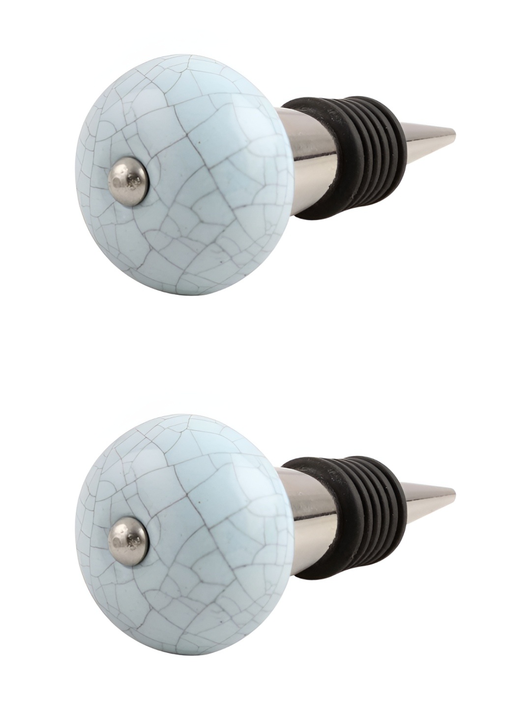 

Indianshelf Blue & Black 2 Pieces Crackle Printed Ceramic Wine Bottle Stoppers