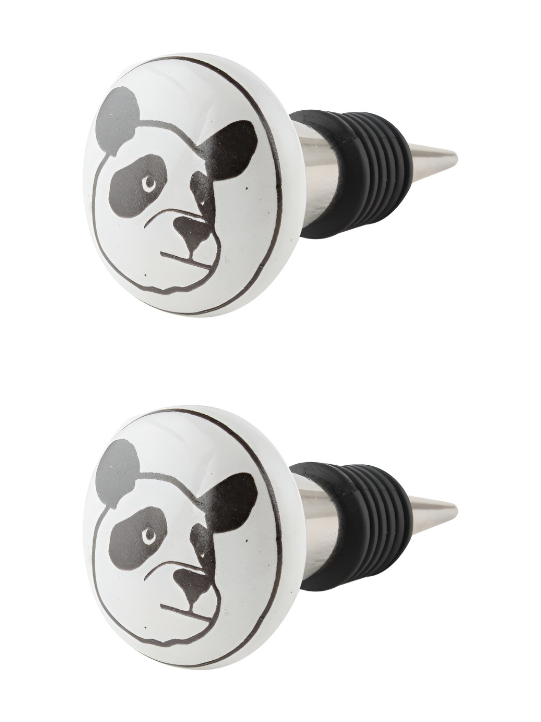 

Indianshelf Black & White 2 Pieces Printed Ceramic Wine Bottle Stopper