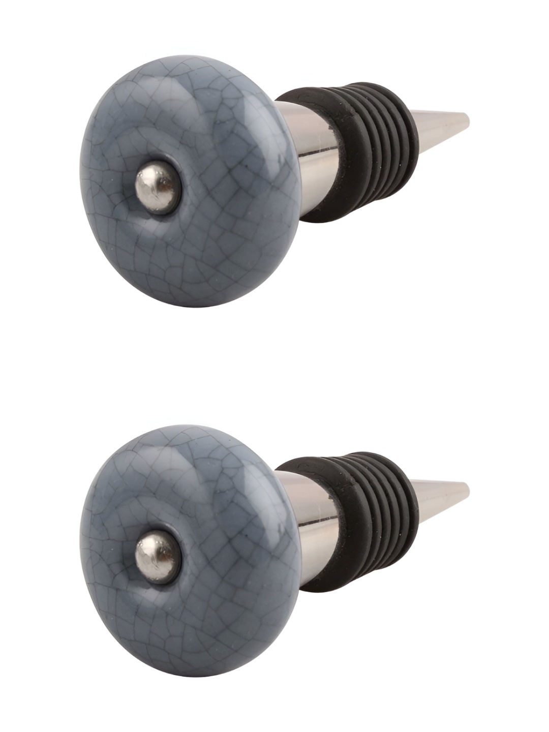 

Indianshelf Grey & Black 2 Pieces Crackle Printed Ceramic Wine Bottle Stoppers