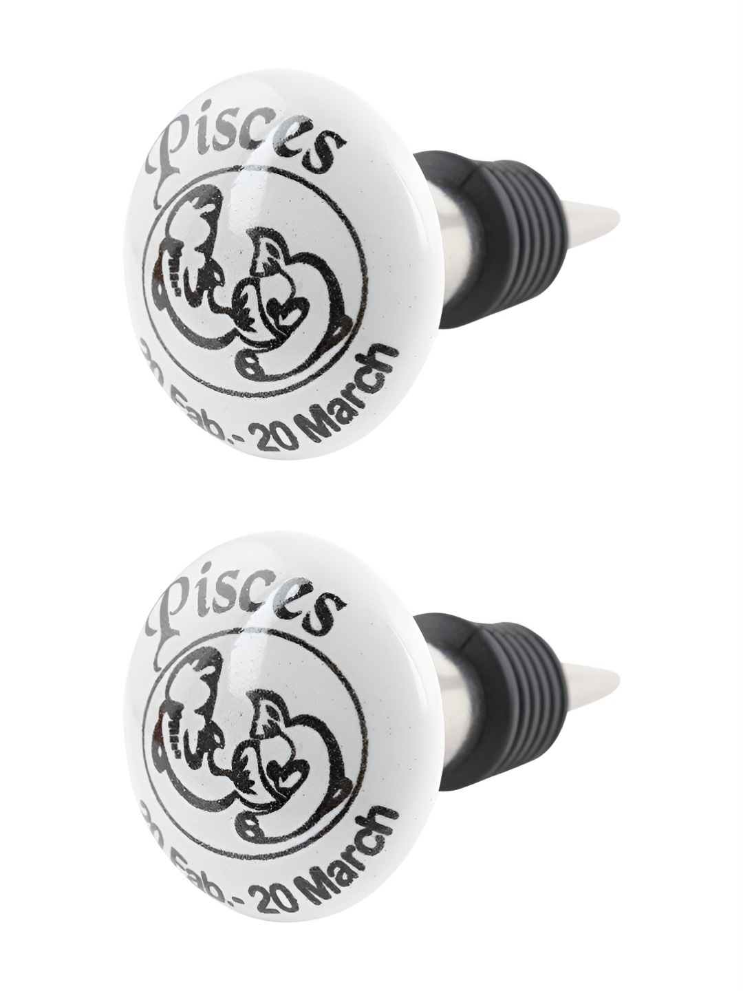 

Indianshelf Black & White 2 Pieces Printed Ceramic Wine Bottle Stopper