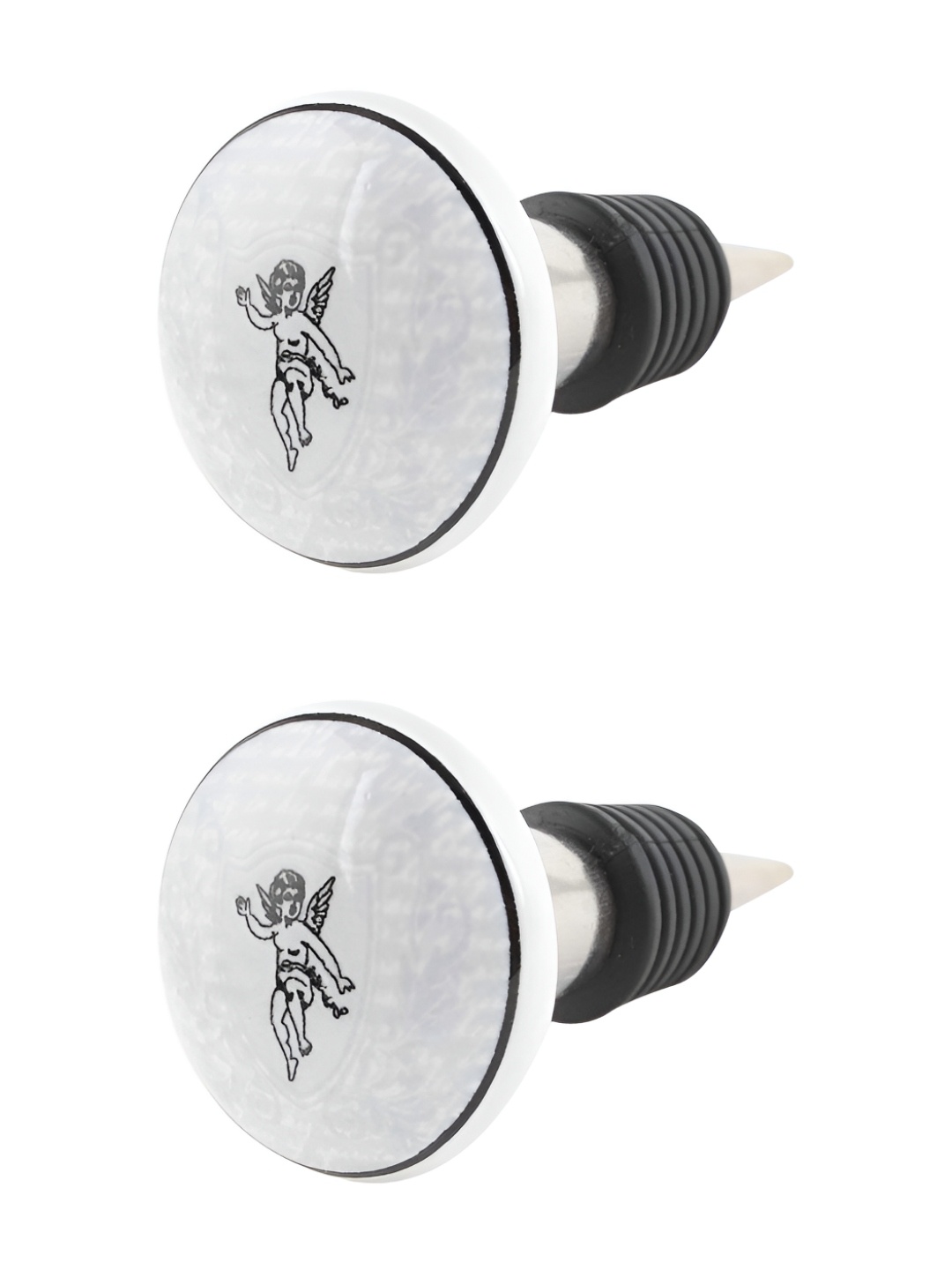 

Indianshelf White and Black 2 Pieces Flying Man Printed Wine Bottle Stoppers