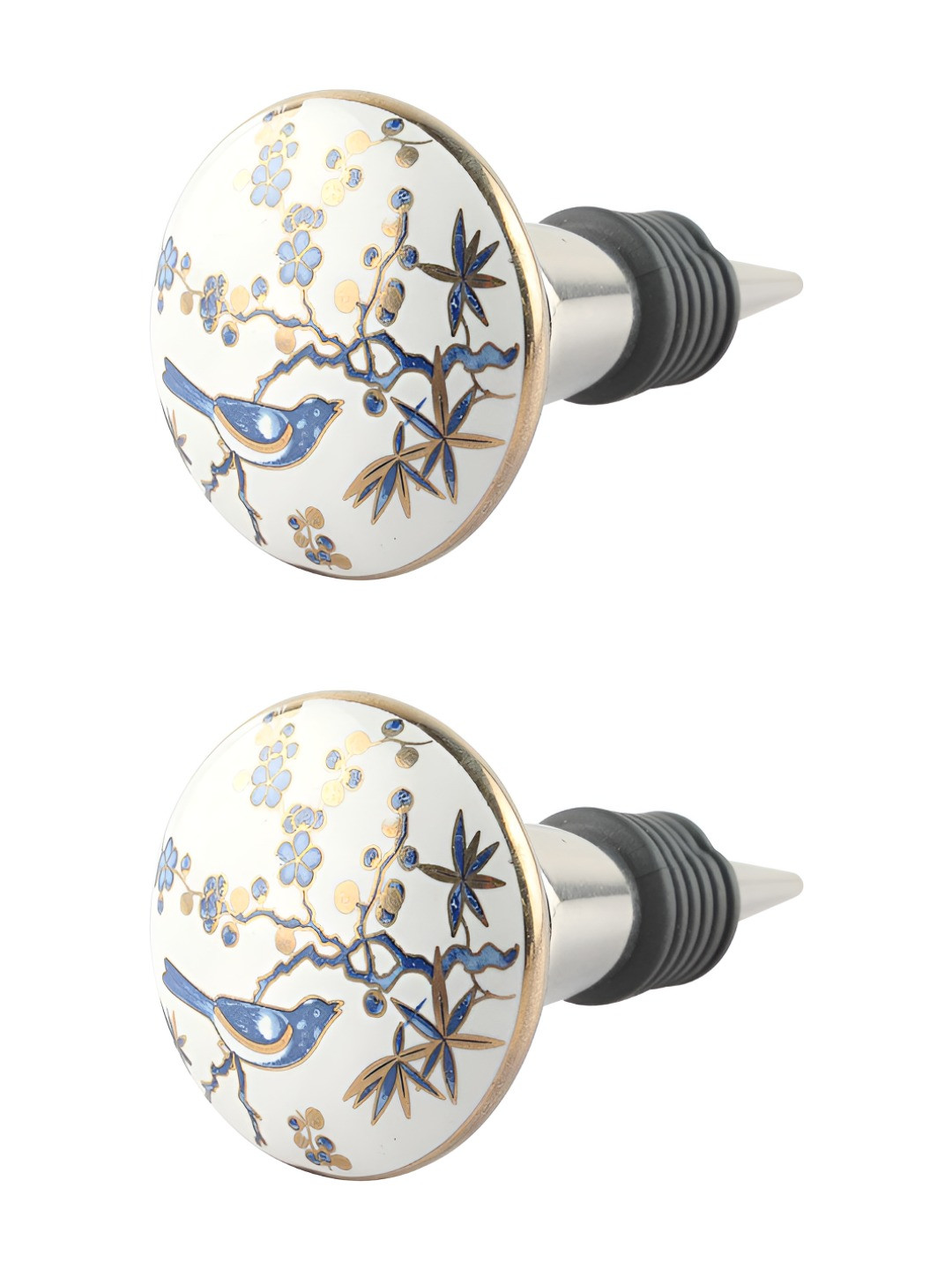 

Indianshelf White & Black 2 Pieces Printed Ceramic Wine Bottle Stopper