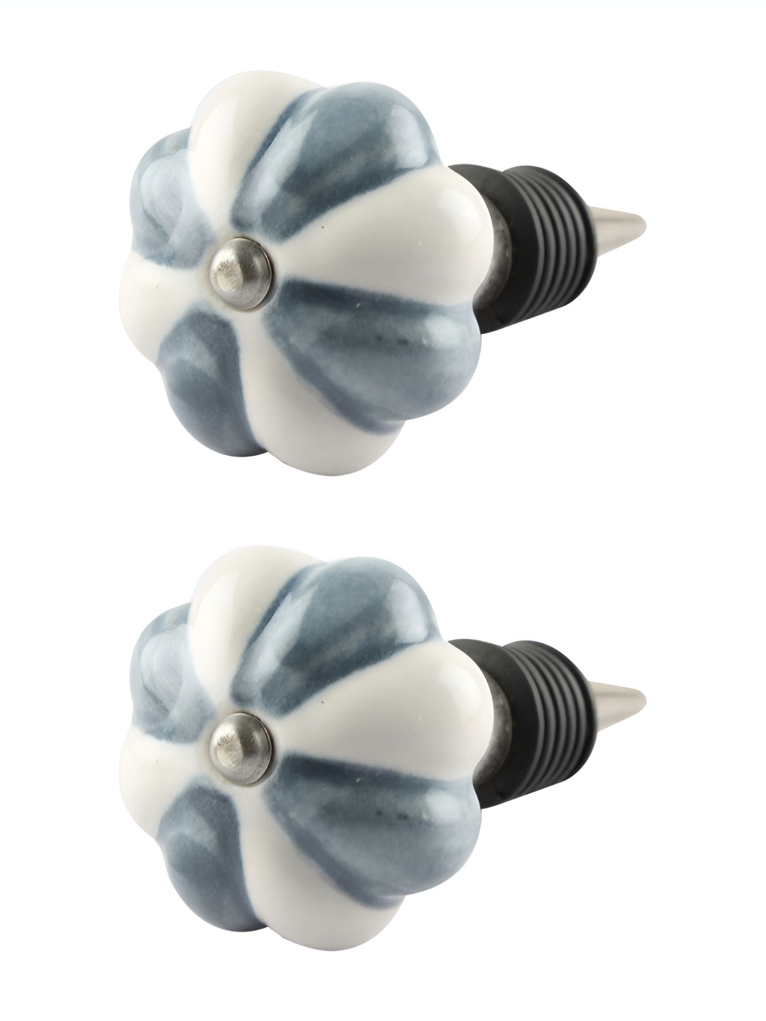 

Indianshelf Grey & White 2 Pieces Melon Ceramic Wine Bottle Stoppers