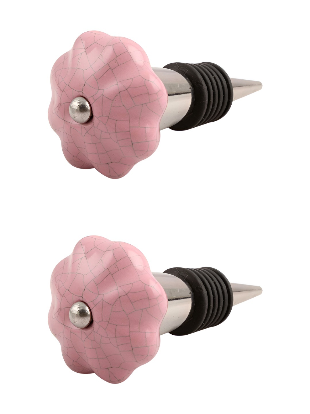 

Indianshelf Pink & Black 2 Pieces Textured Ceramic Wine Bottle Stoppers