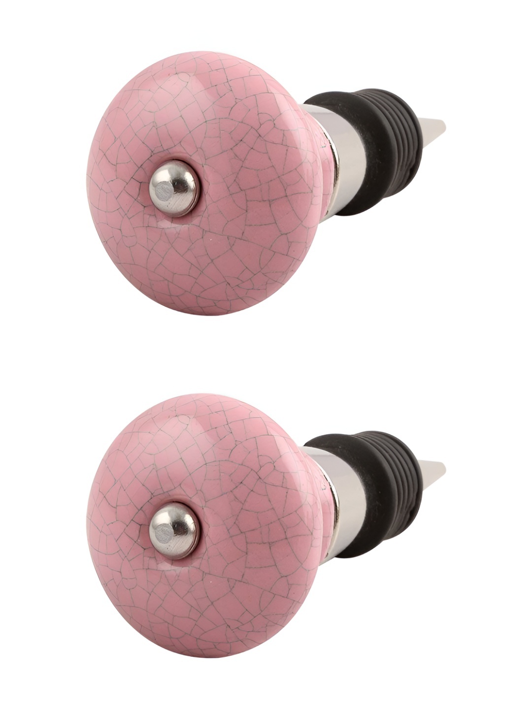 

Indianshelf Crackle Pink & Black 2 Pieces Printed Ceramic Wine Bottle Stoppers