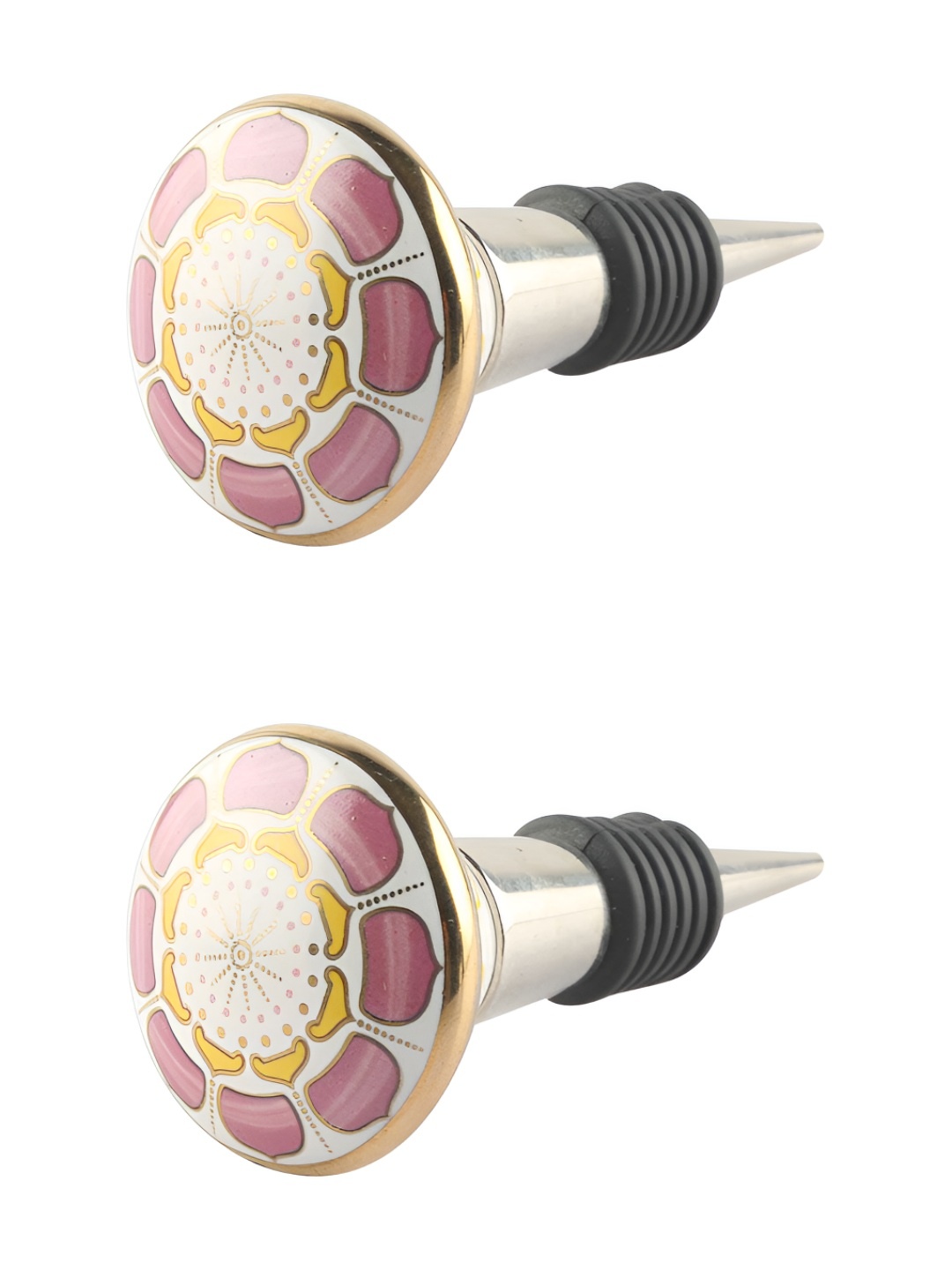 

Indianshelf Pink & White 2 Pieces Printed Ceramic Wine Bottle Stopper