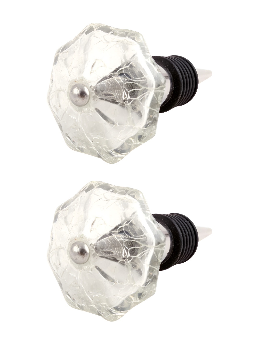 

Indianshelf Transparent & Black 2 Pieces Melon Printed Glass Wine Bottle Stoppers