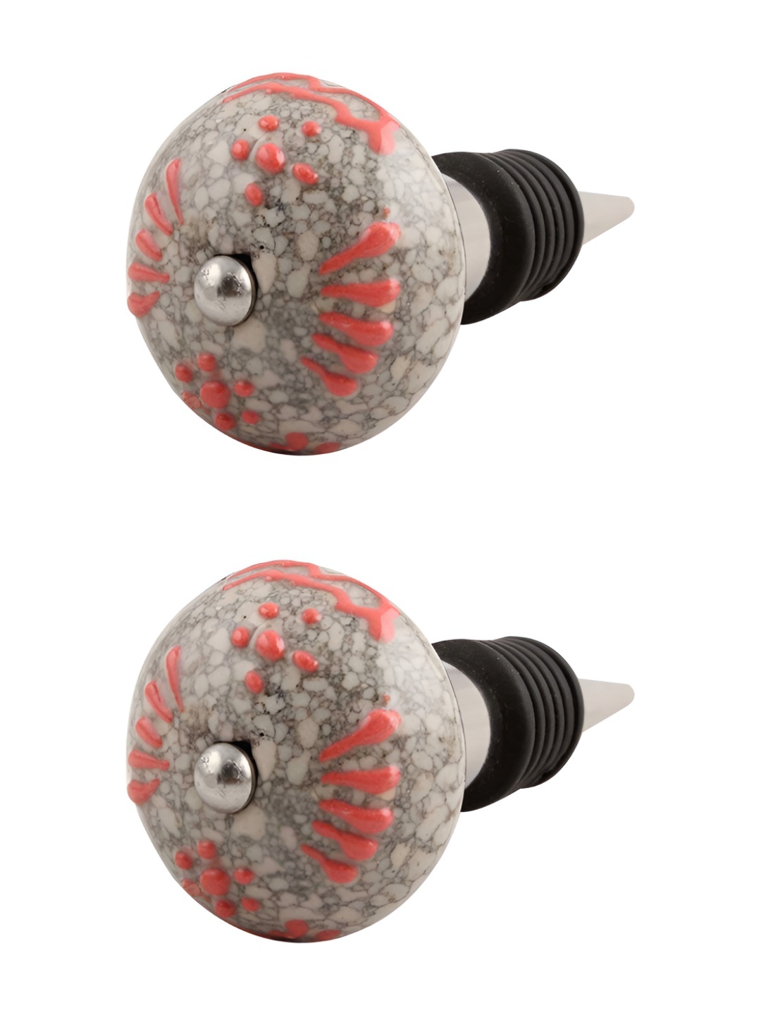 

Indianshelf Pink & White 2 Pieces Printed Ceramic Wine Bottle Stopper