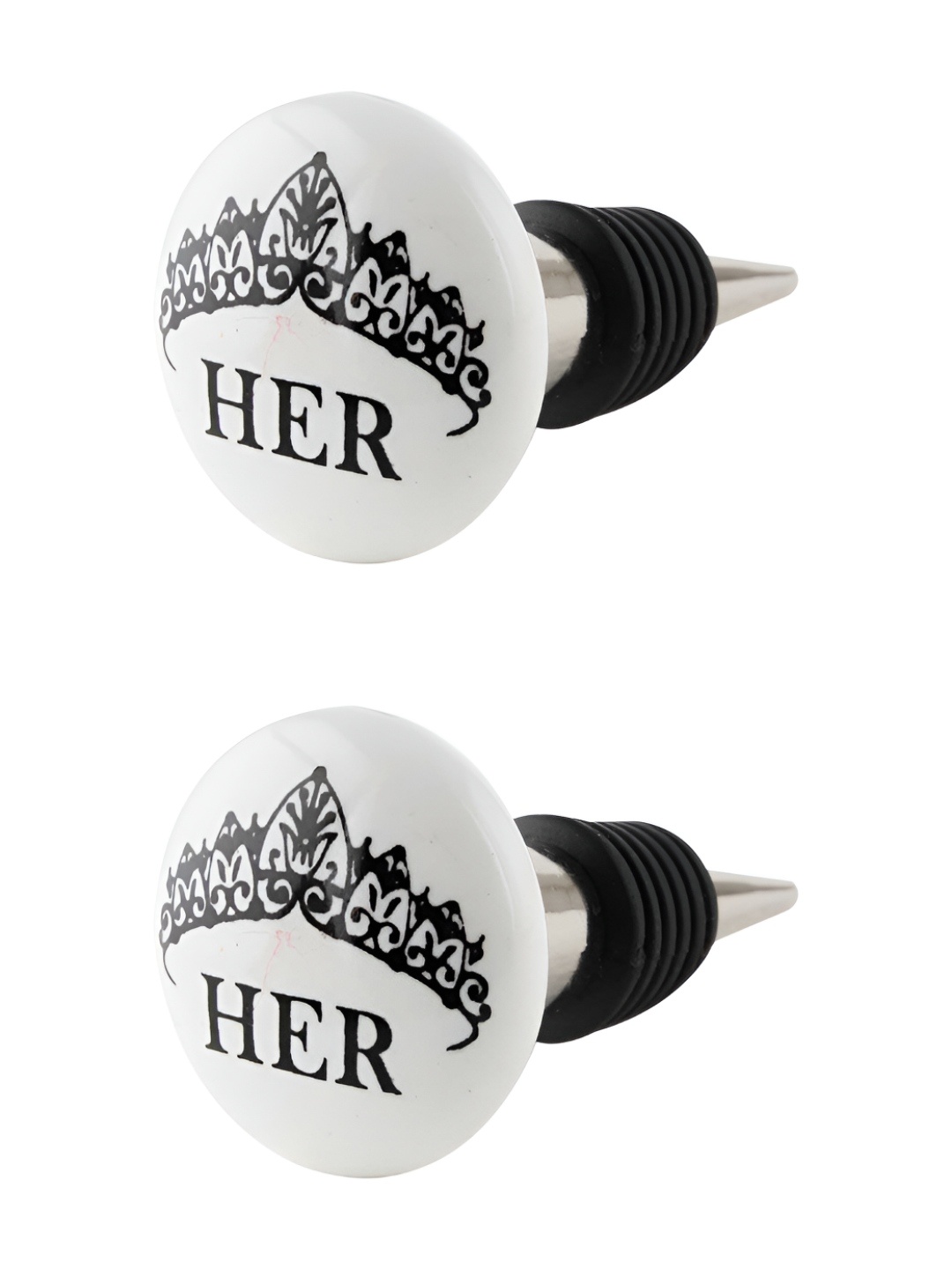 

Indianshelf Black and White 2 Printed HER Printed Ceramic Wine Bottle Stoppers