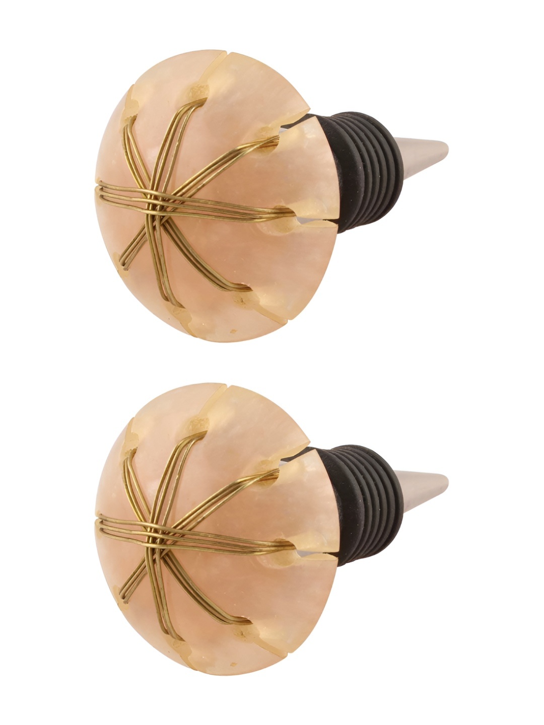 

Indianshelf Pink & Gold Toned 2 Pieces Printed Resin Wine Bottle Stoppers