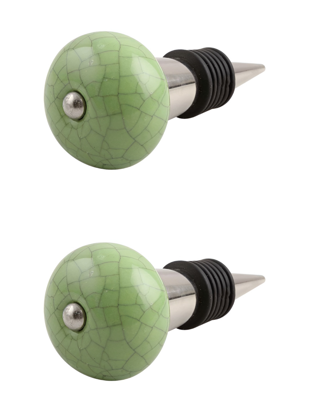 

Indianshelf Green & Black 2 Pieces Crackle Printed Ceramic Wine Bottle Stoppers