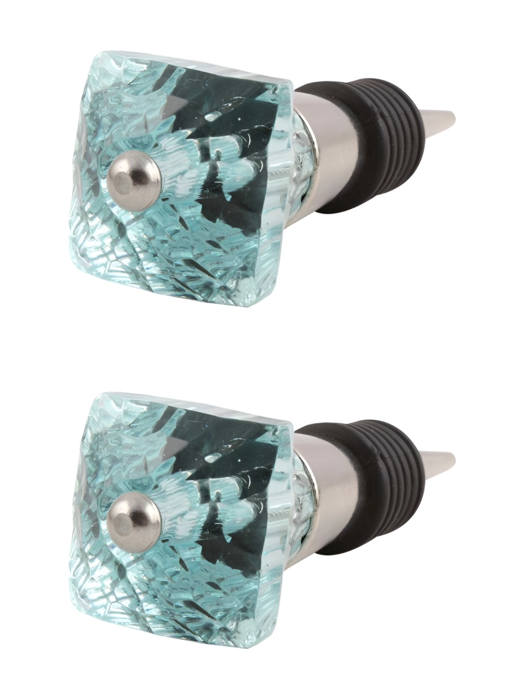 

Indianshelf Turquoise Blue & Black 2 Pieces Textured Square Shaped Wine Bottle Stoppers