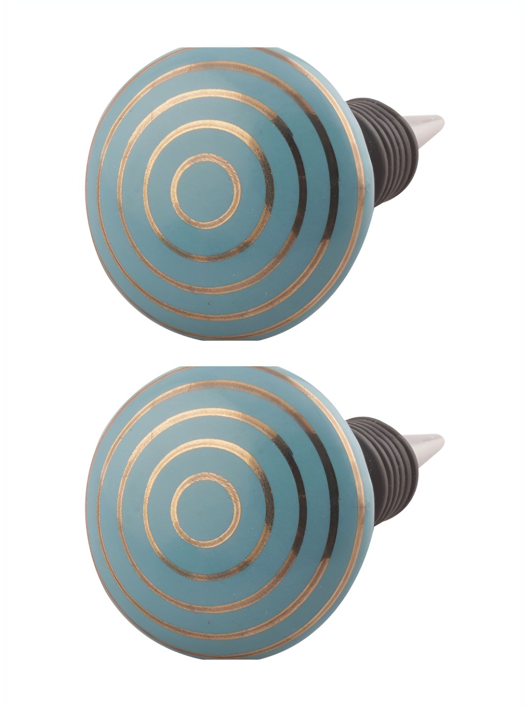 

Indianshelf Green and Gold-Toned 2 Pieces Striped Ceramic Wine Bottle Stoppers