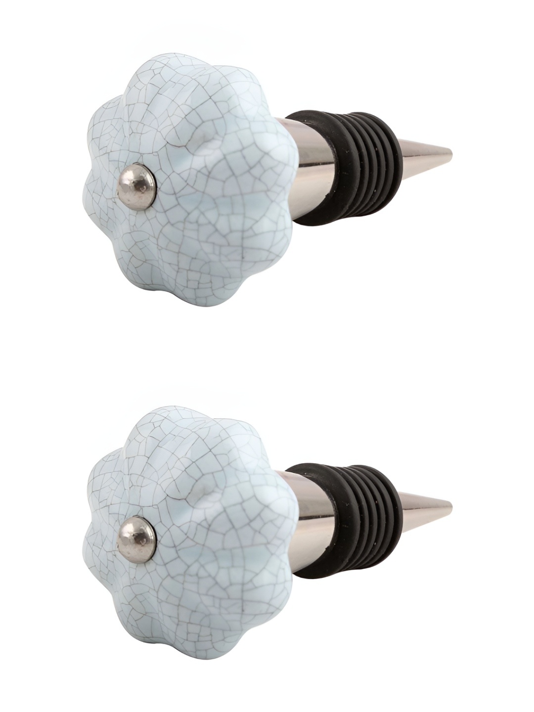 

Indianshelf Blue & White 2 Pieces Crackle Printed Ceramic Wine Bottle Stoppers