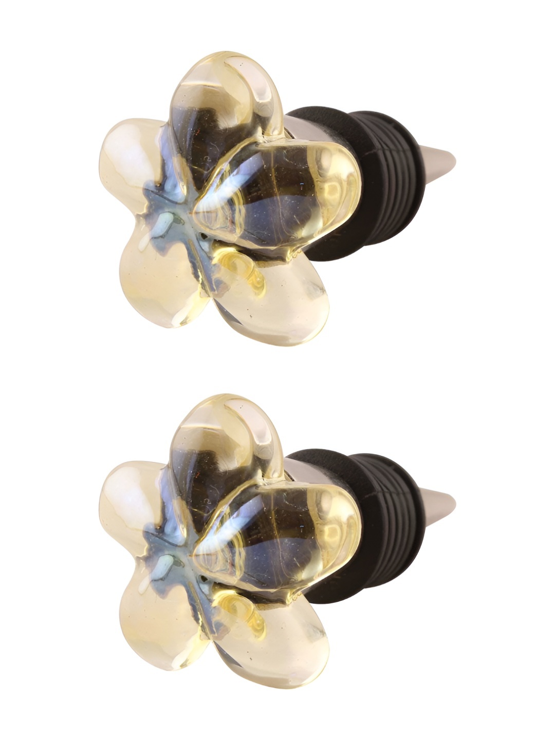 

Indianshelf Transparent & Black 2 Pieces Floral Glass Wine Bottle Stoppers