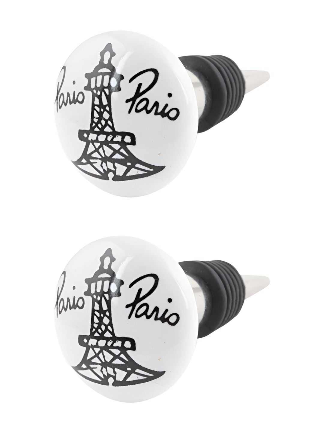 

Indianshelf Black & White 2 Pieces Printed Ceramic Wine Bottle Stopper