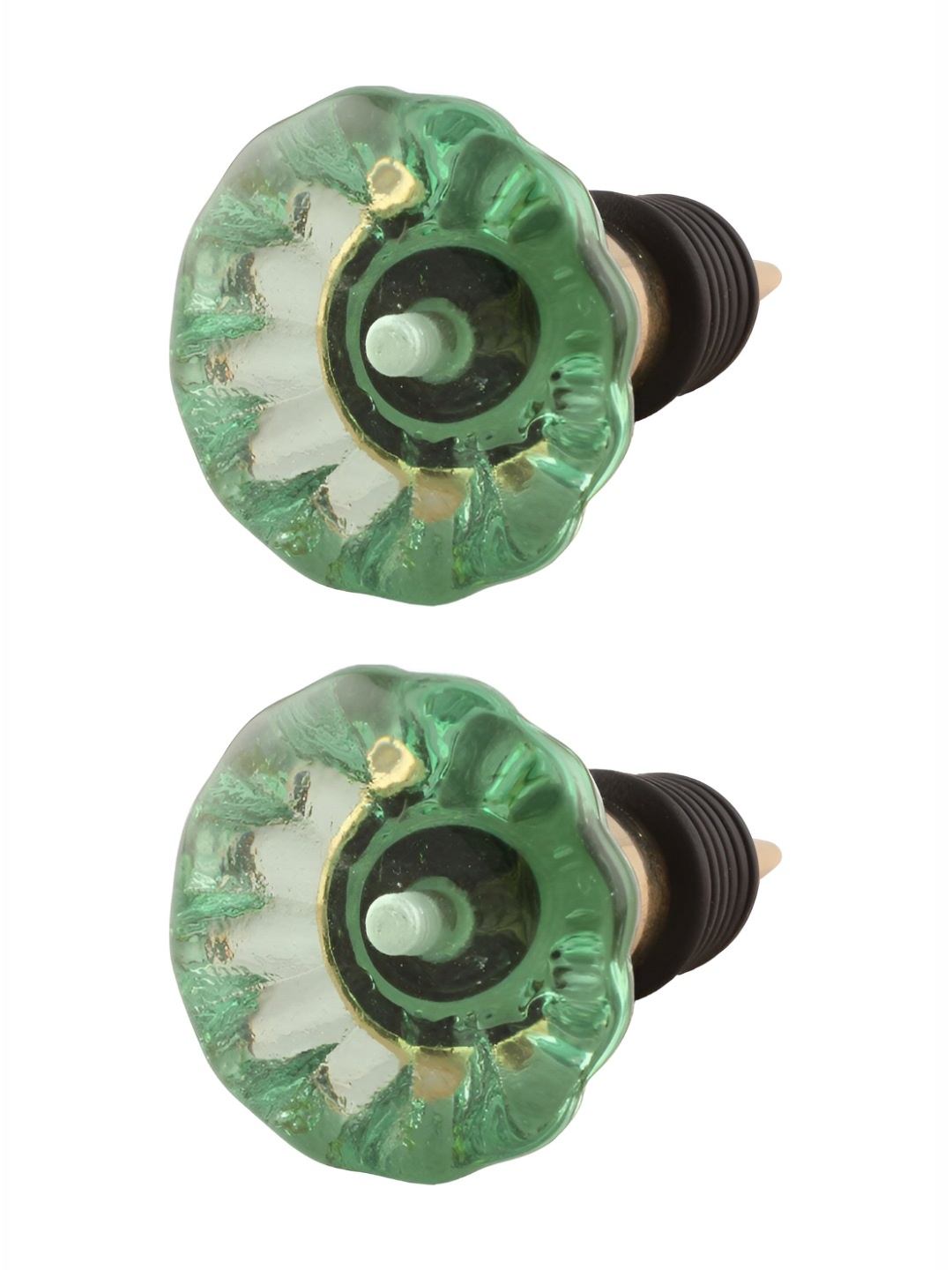 

Indianshelf Green and Black 2 Pieces Fine Cut Glass Wine Bottle Stoppers