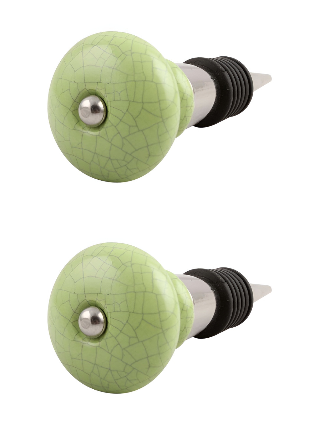 

Indianshelf Green and Grey 2 Pieces Crackle Printed Ceramic Bottle Wine Stoppers