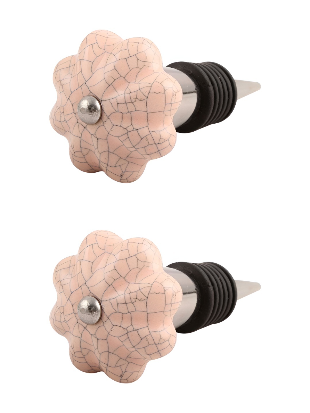 

Indianshelf Pink and Grey 2 Pieces Crackle Printed Ceramic Wine Bottle Stoppers