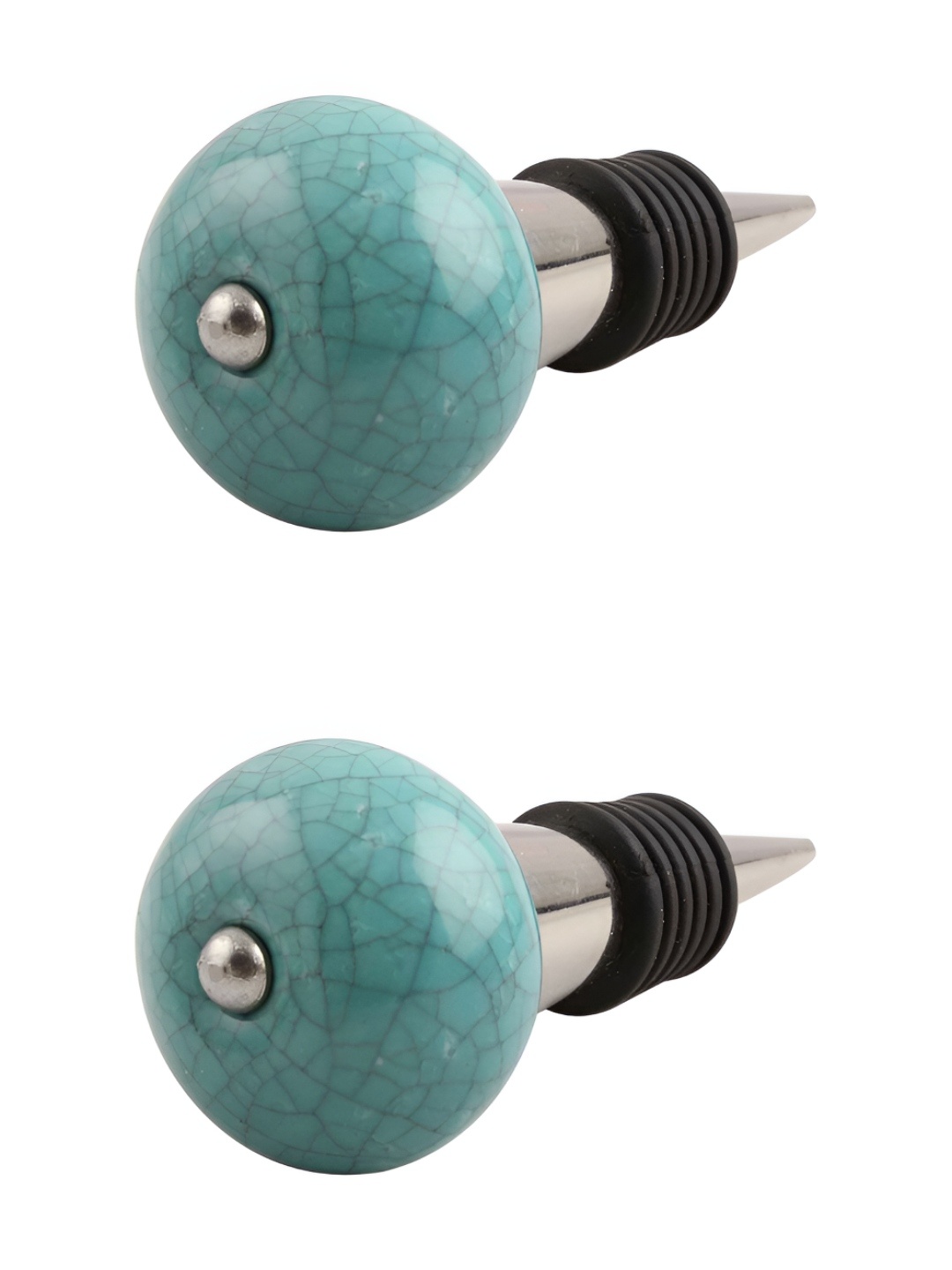 

Indianshelf Green & Black 2 Pieces Crackle Printed Ceramic Wine Bottle Stoppers