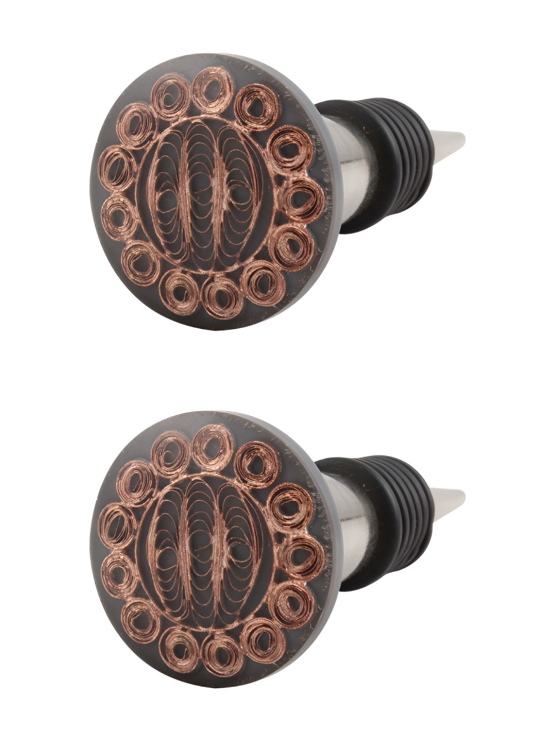 

Indianshelf Gold-Toned & Black 2 Pieces Floral Printed Ceramic Wine Bottle Stoppers