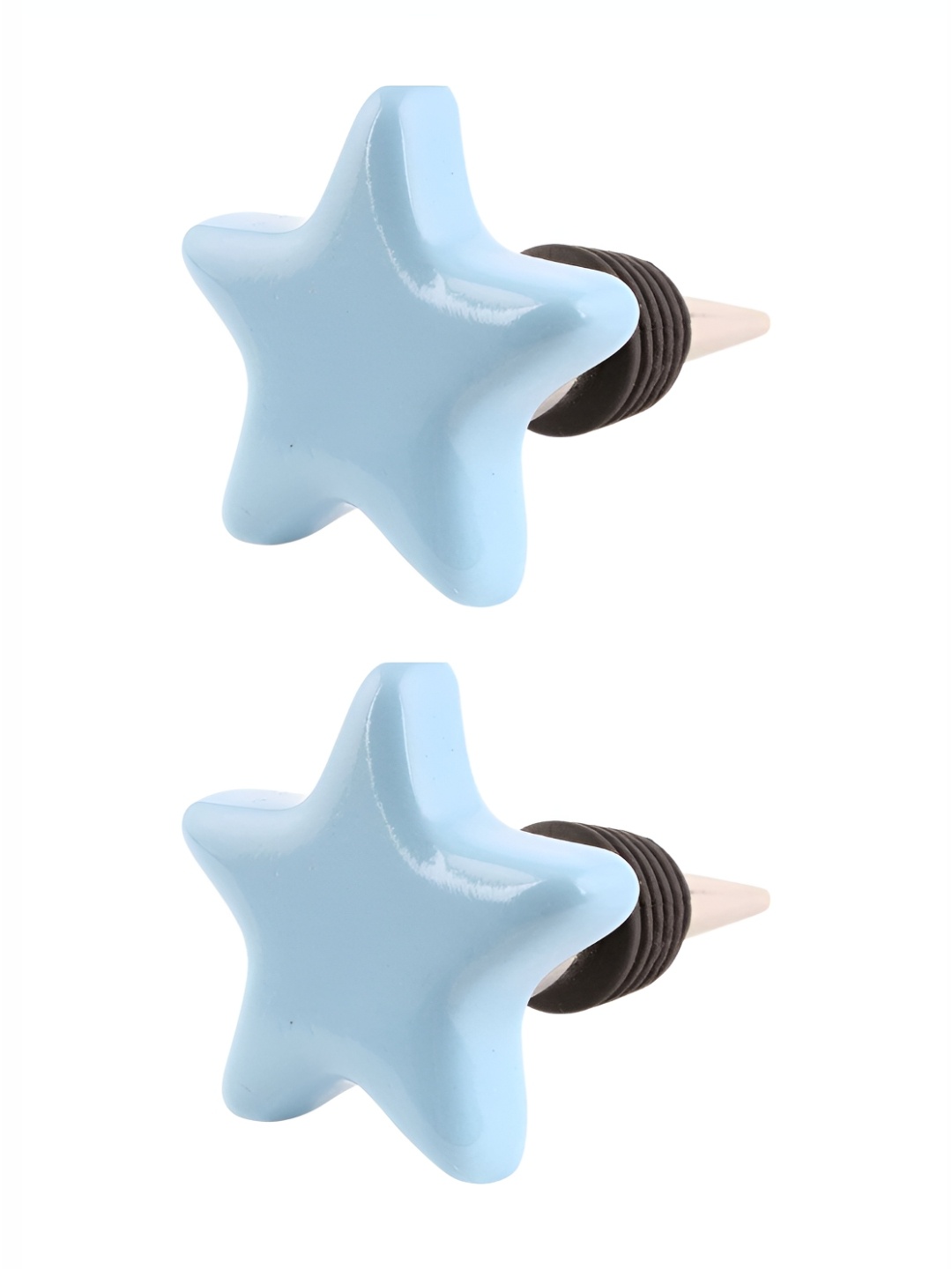 

Indianshelf Turquoise Blue & Black 2 Pieces Star Shaped Ceramic Wine Bottle Stoppers