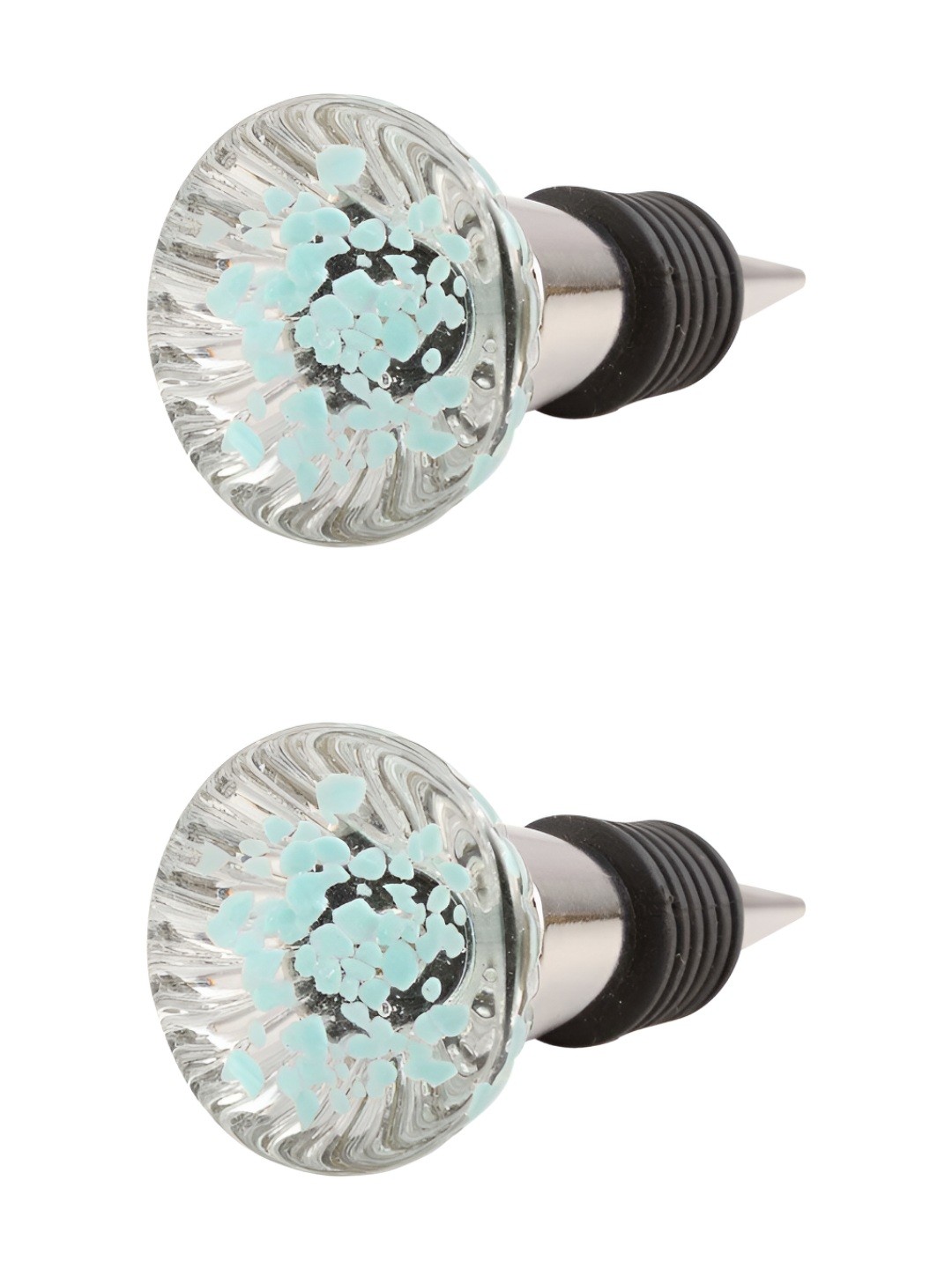 

Indianshelf Turquoise Blue & Grey 2 Pieces Glass Wine Bottle Stopper