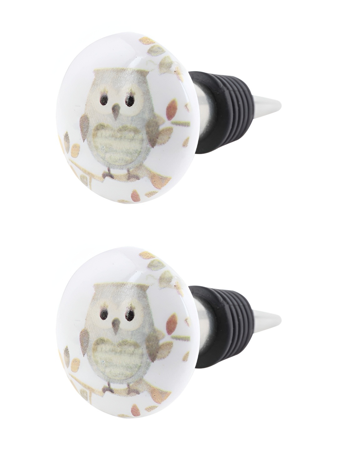

Indianshelf Owl Flat White & Grey 2 Pieces Printed Wine Bottle Stoppers