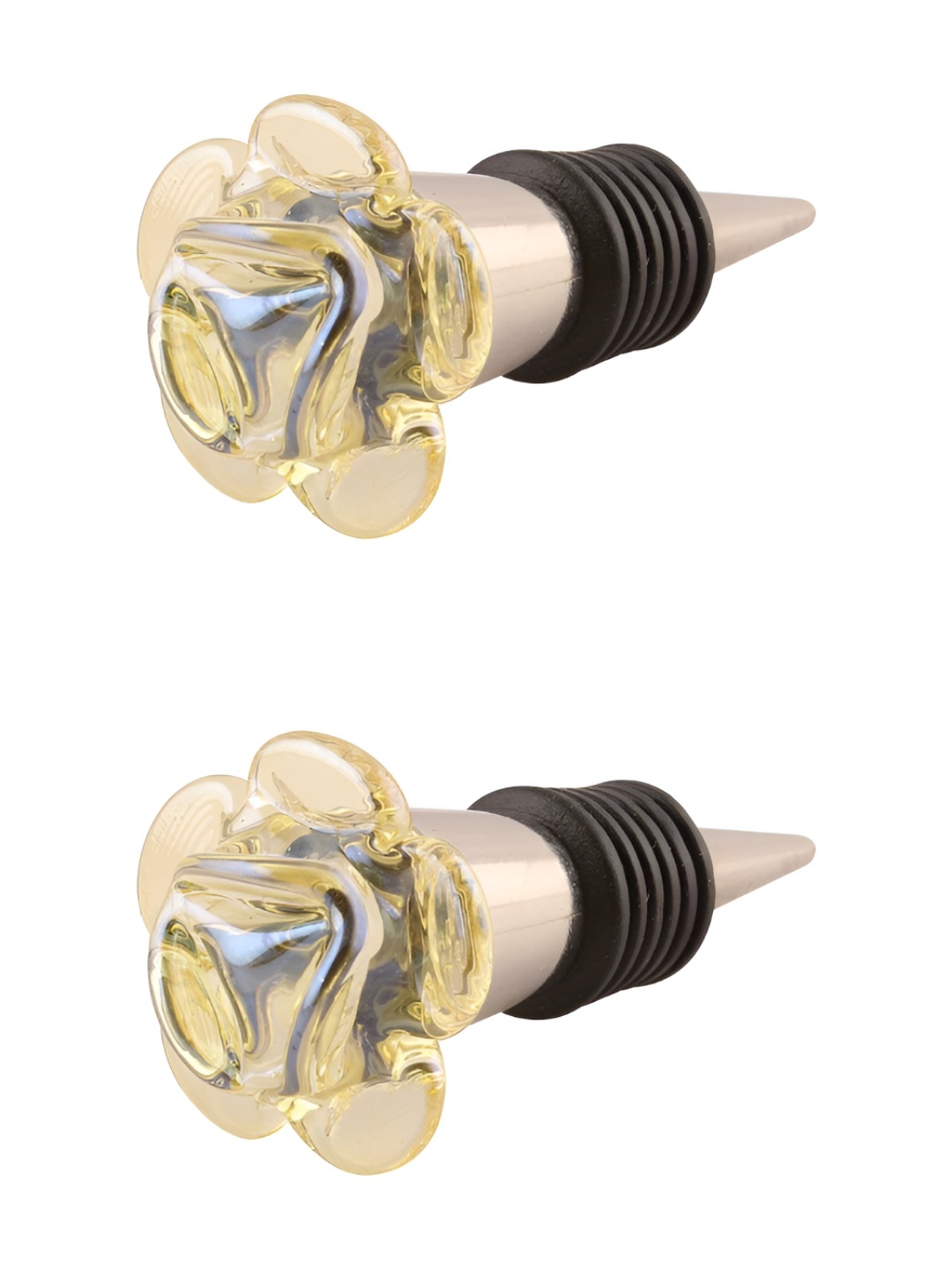 

Indianshelf Yellow & Black 2 Pieces Textured Glass Wine Bottle Stoppers