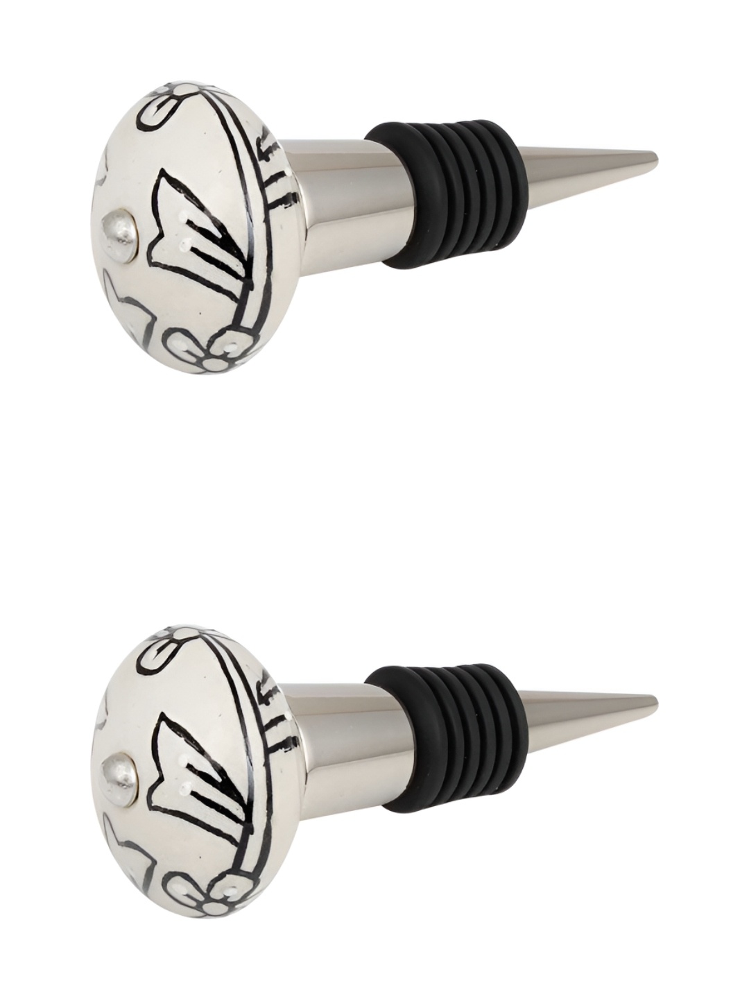 

Indianshelf White & Black 2 Pieces Floral Printed Ceramic Wine Bottle Stoppers