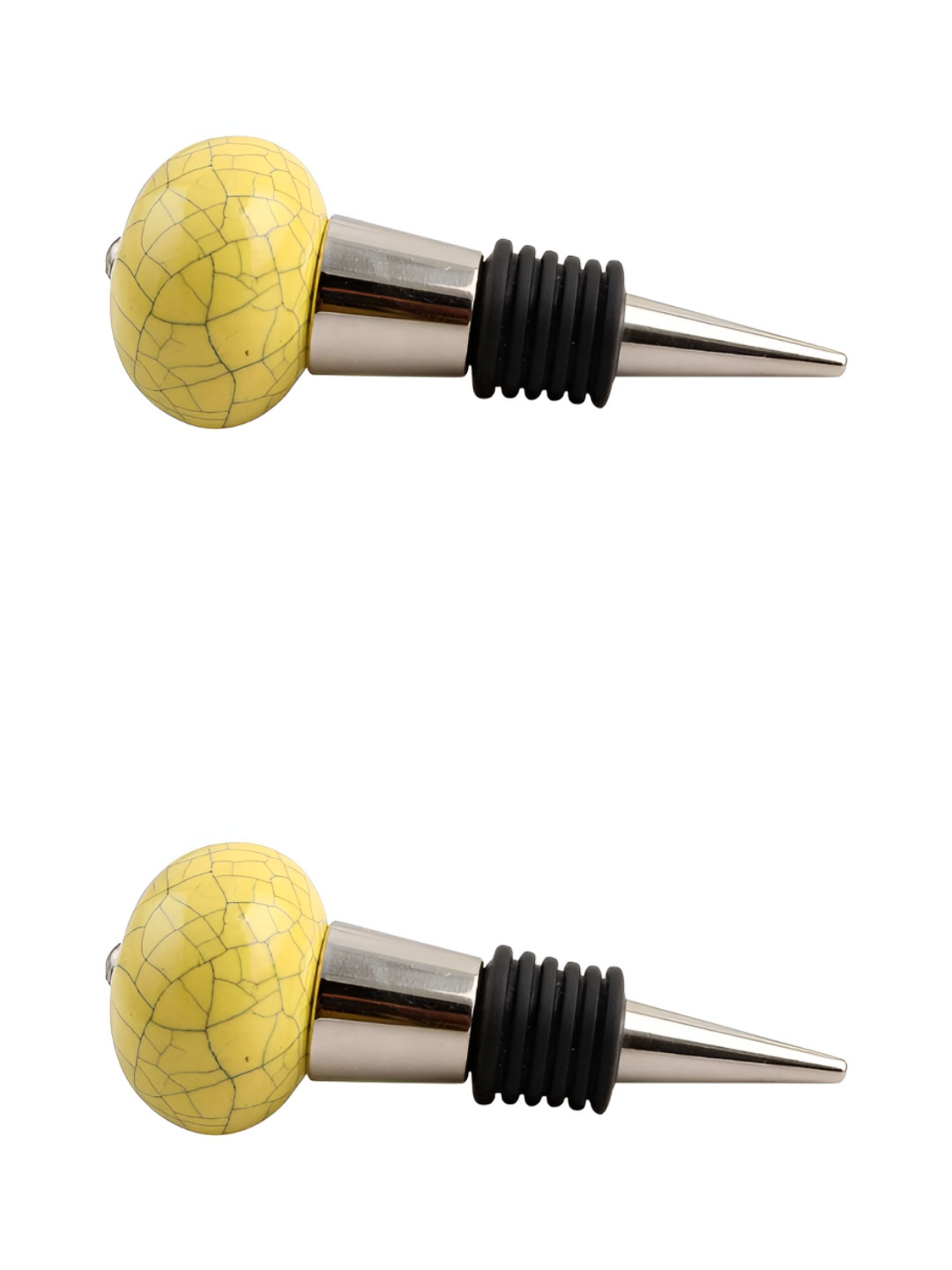 

Indianshelf Crackle Yellow & Black 2 Pieces Printed Ceramic Wine Bottle Stoppers